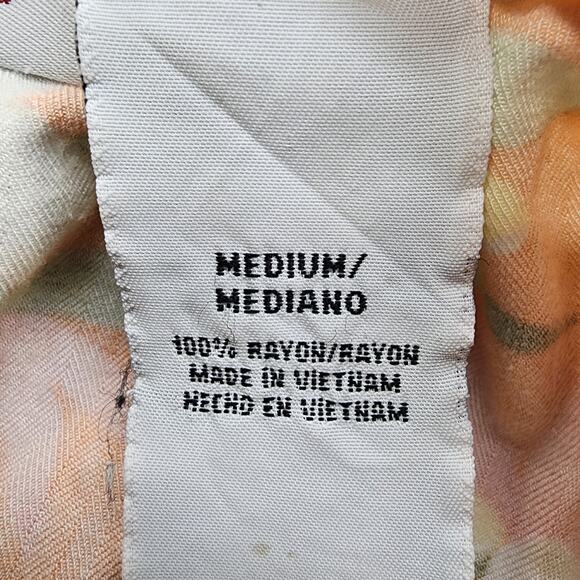 Vintage Jaclyn Smith Pants Womens M Orange Pink Yellow Floral Rayon Capri Flowy - Picture 5 of 11